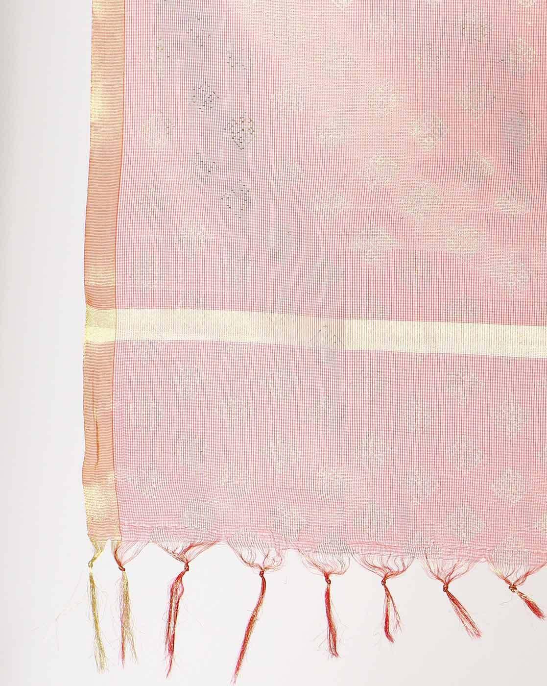 WOVEN MESH LOOK POLY CHANDERI, RED, FS