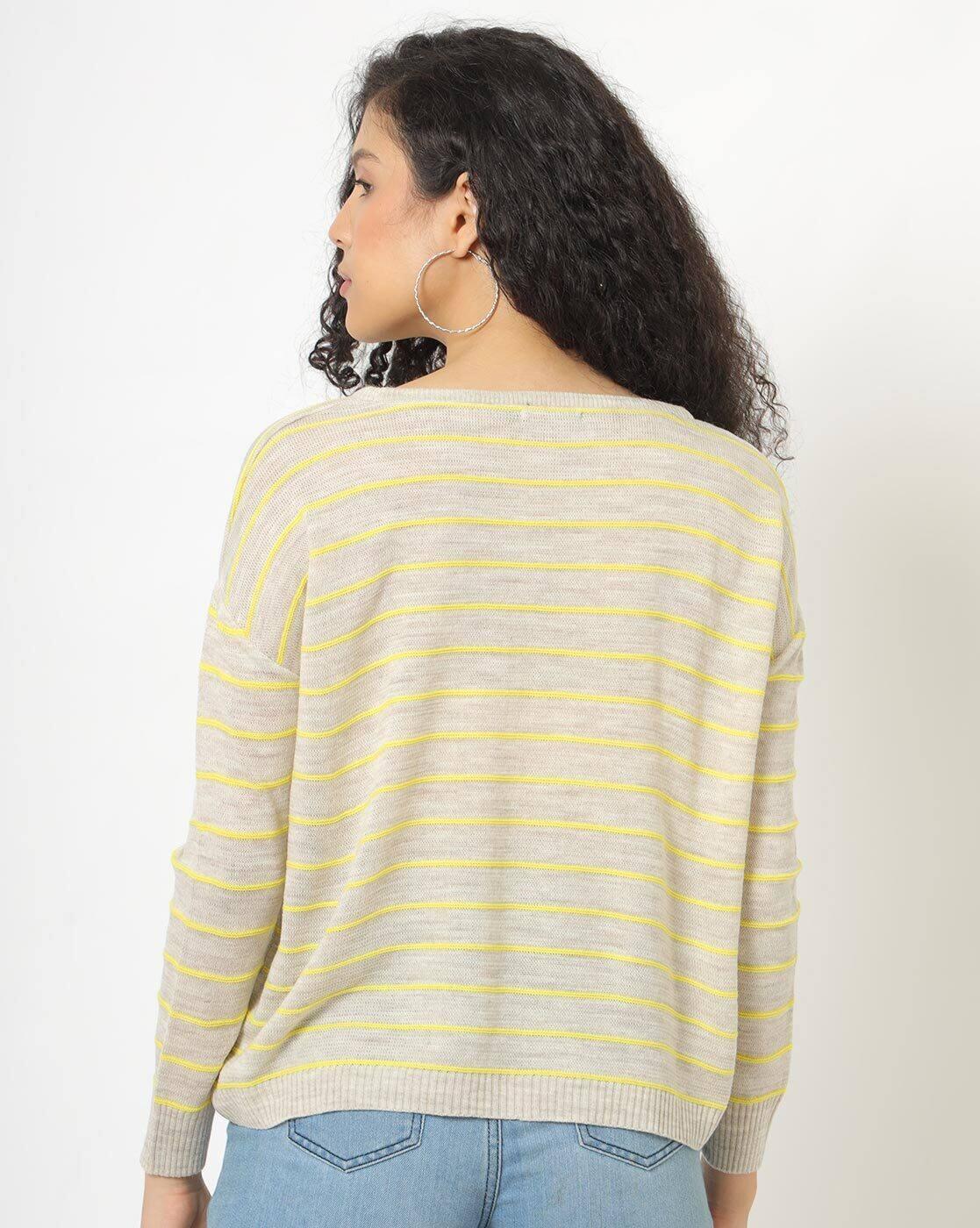 Striped Boat-Neck Pullover