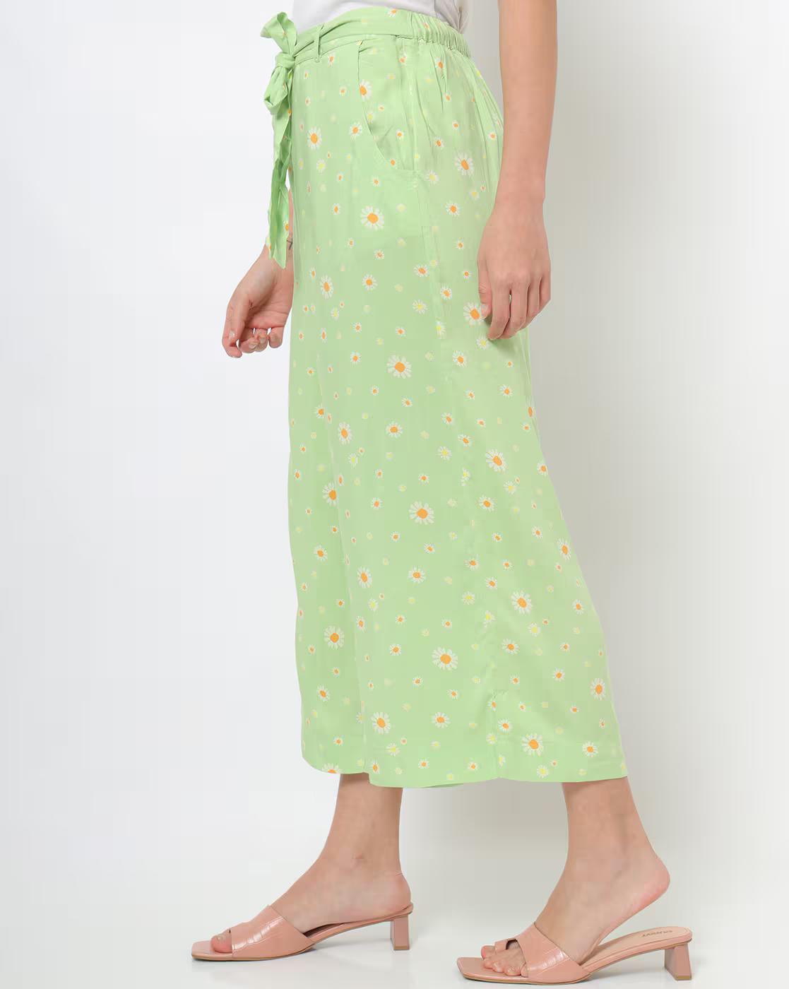 Floral Print Culottes with Tie-Up