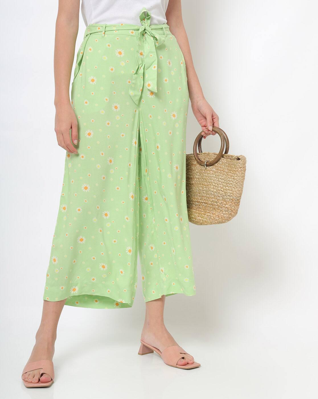 Floral Print Culottes with Tie-Up