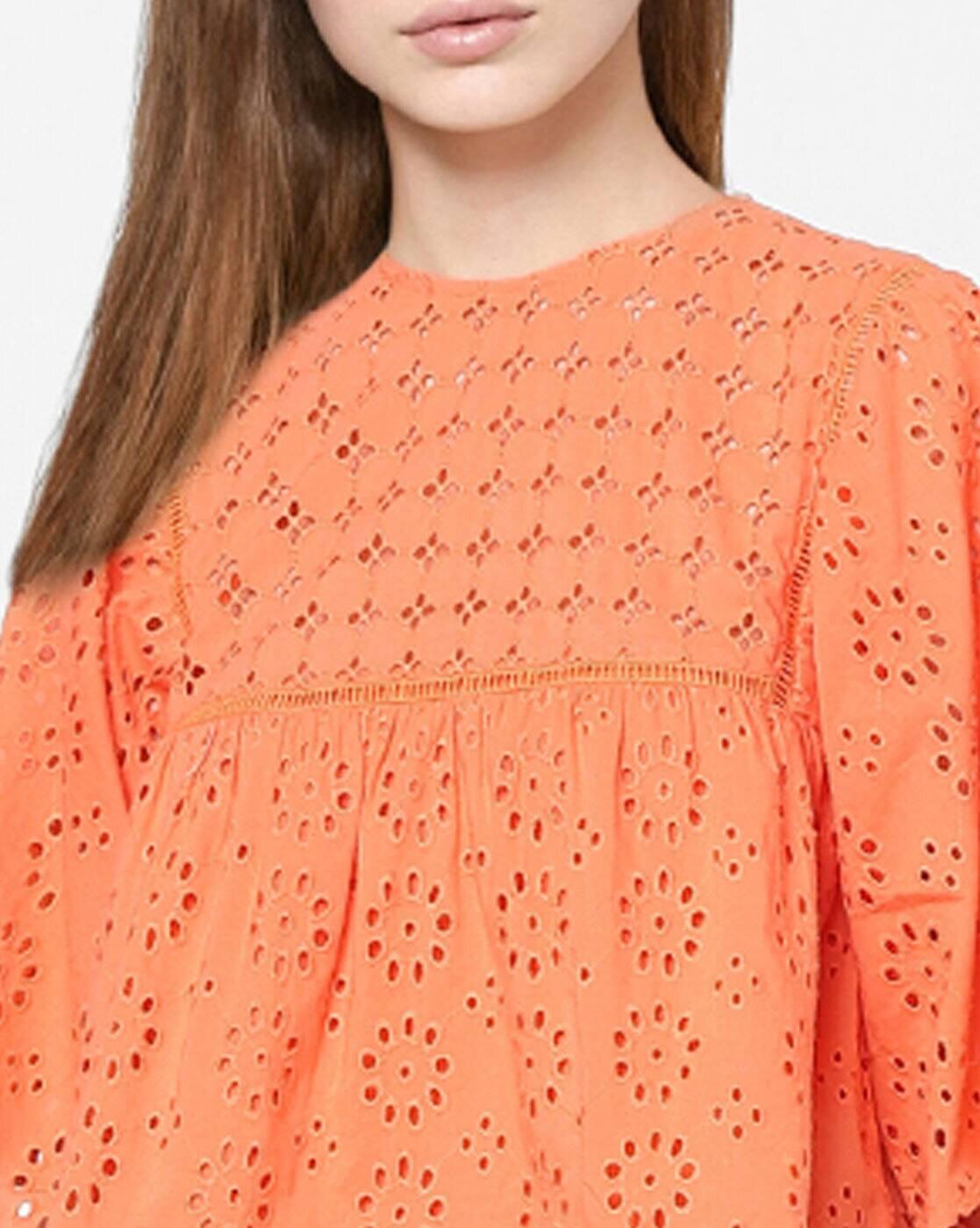 Schiffli Embroidered Peplum Top