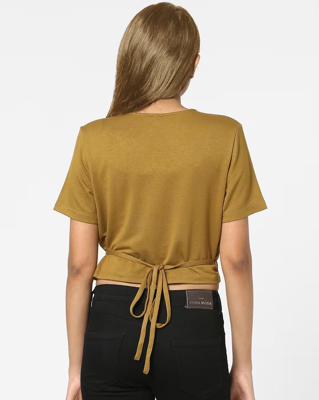 V-neck Wrap Top with Tie-Up