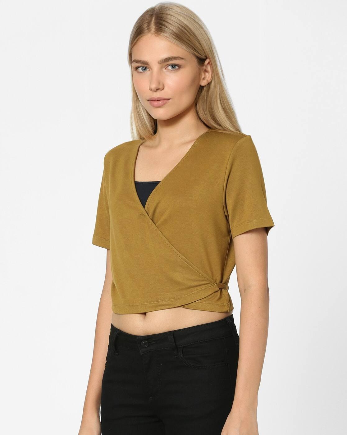 V-neck Wrap Top with Tie-Up