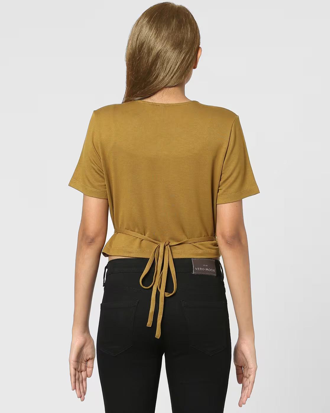 V-neck Wrap Top with Tie-Up