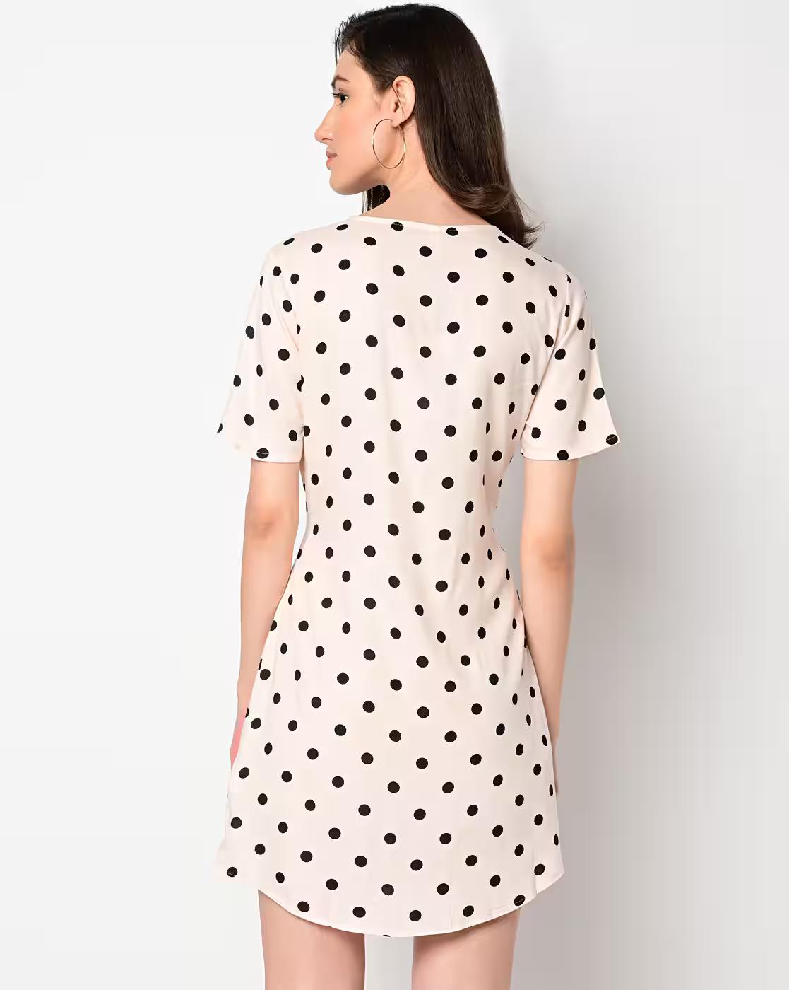Kylie Polka-Dot Print Shift Dress
