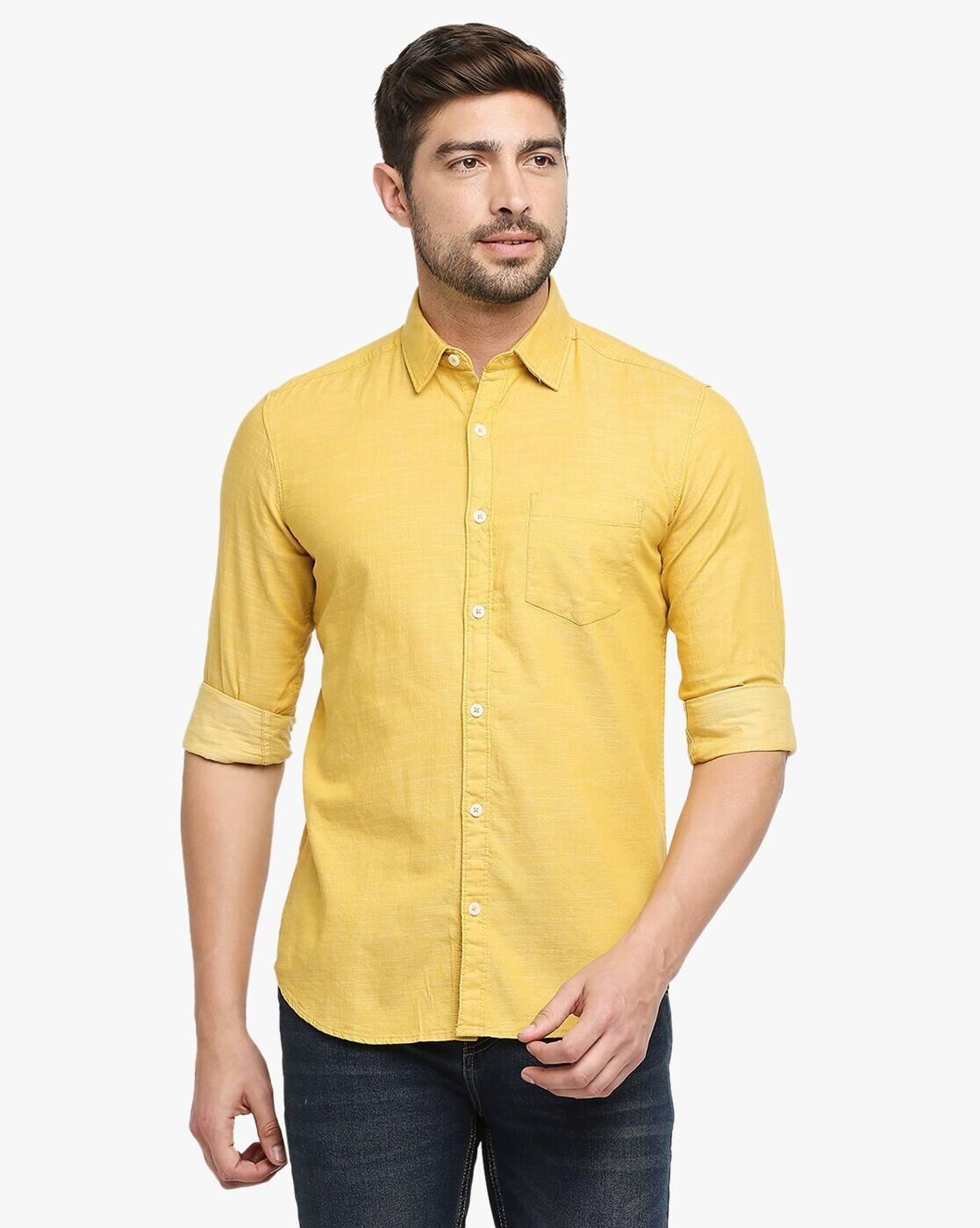 Men Slim Fit Cotton Shirt with Patch Pocket