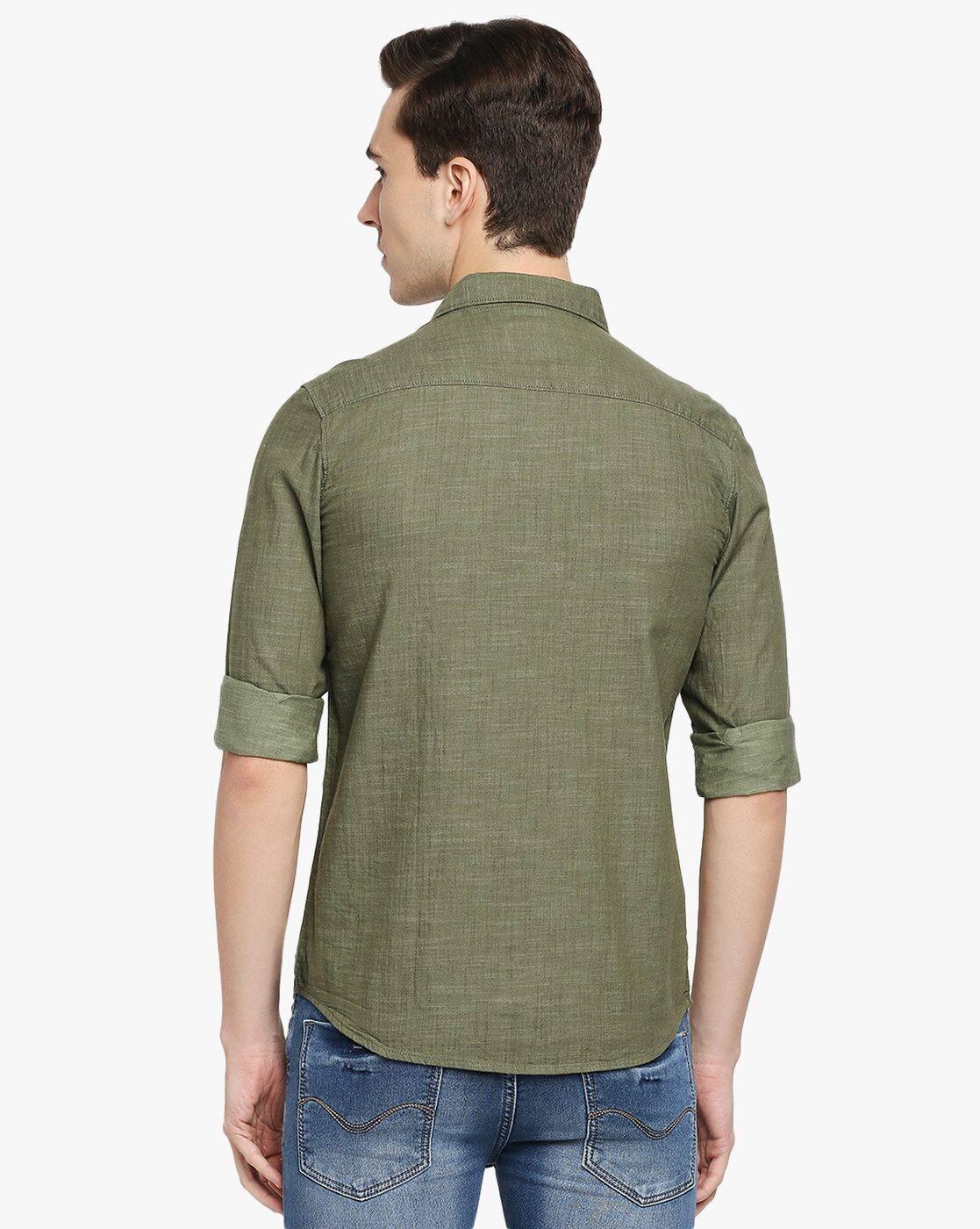 Men Slim Fit Cotton Shirt with Patch Pocket
