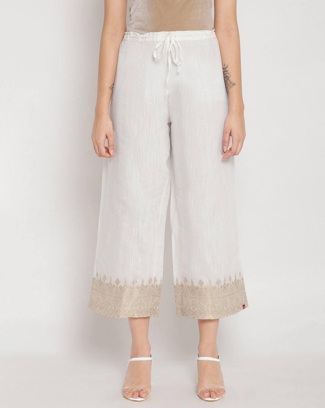 Straight Pants with Printed Hems