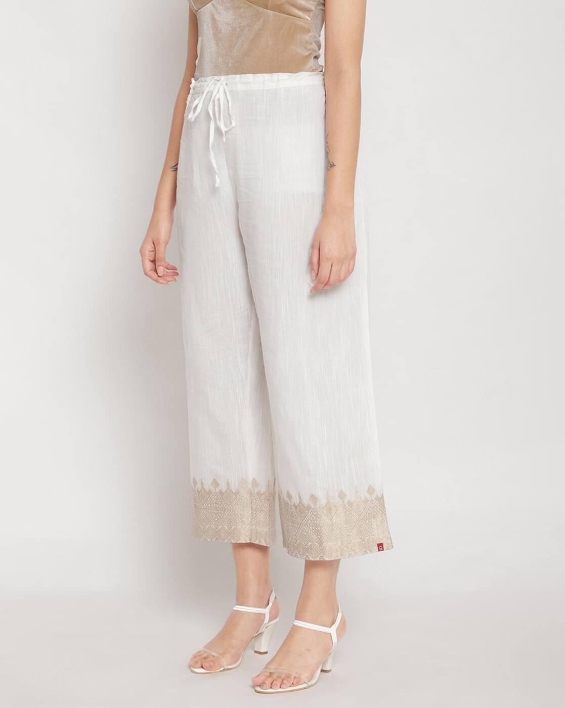 Straight Pants with Printed Hems