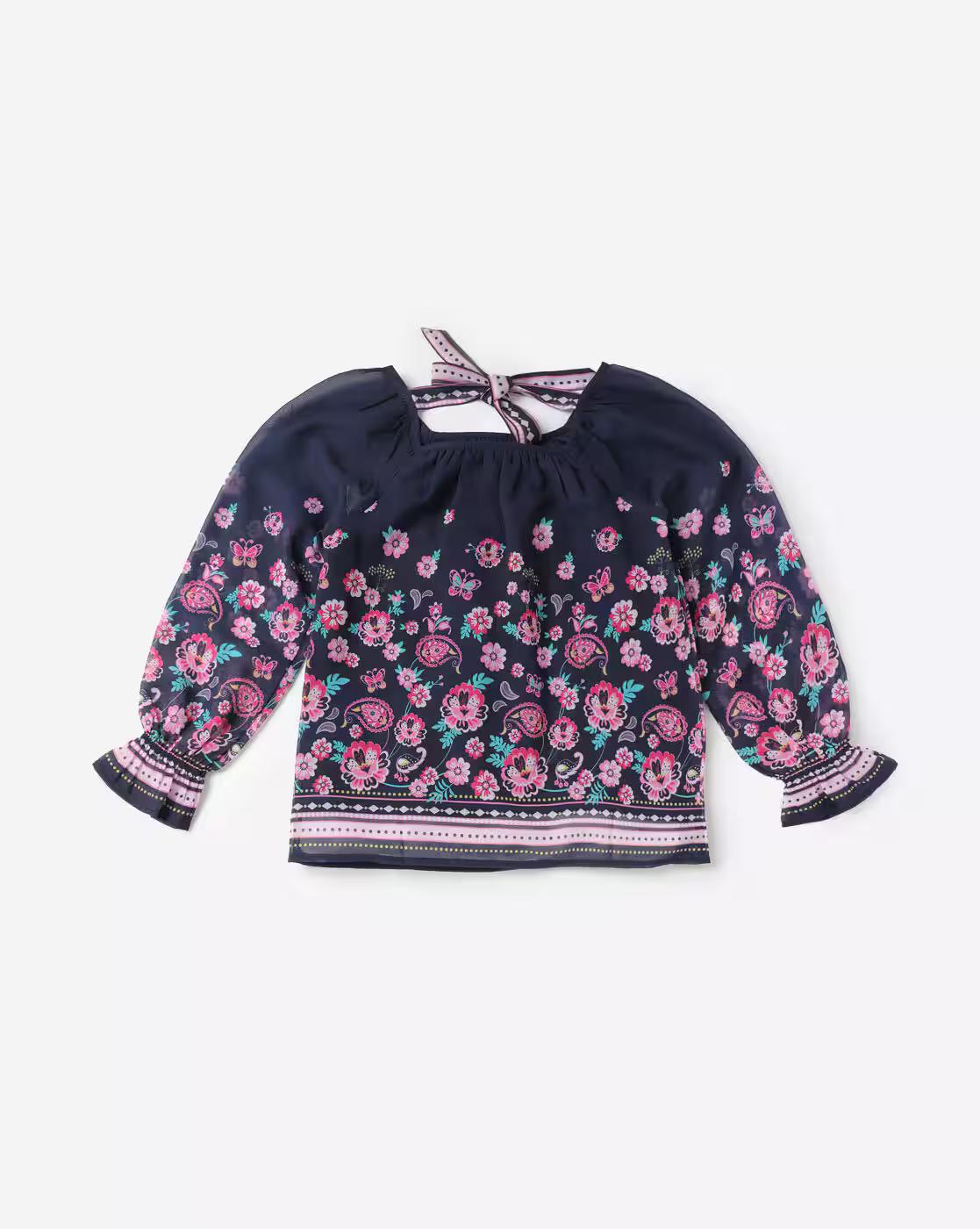 Floral Print Top with Tie-Up