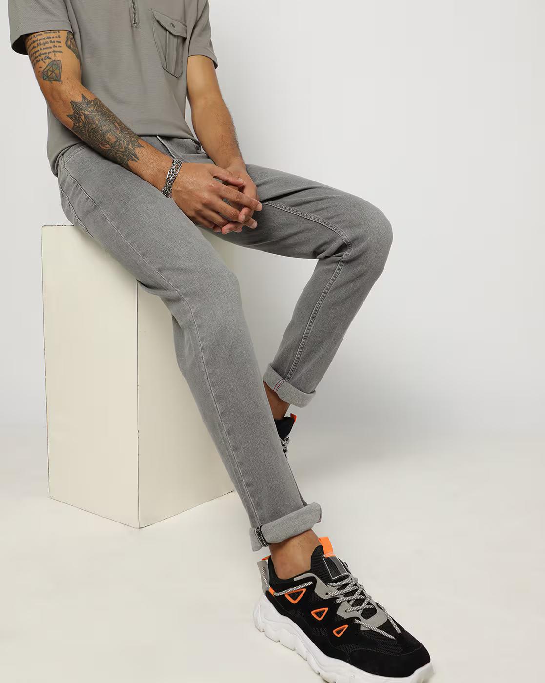Men Mid-Wash Slim Fit Jeans