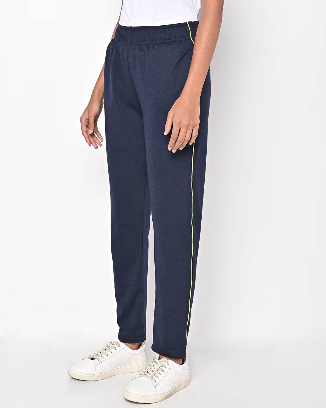 Women Straight Track Pants with Side Piping