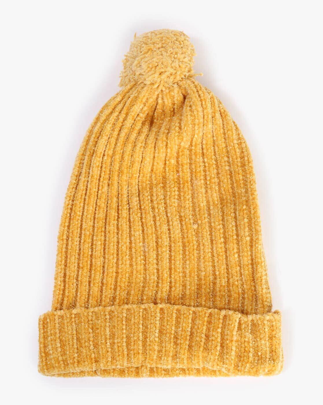 WOMEN WINTER CAPS, MUSTARD, FS