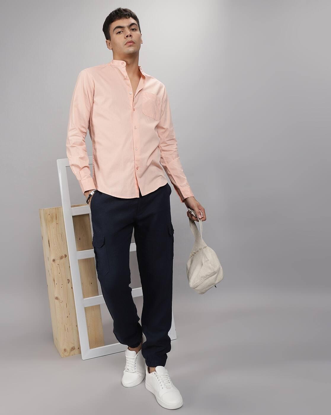 Men Cotton Slim Fit Shirt with Patch Pocket