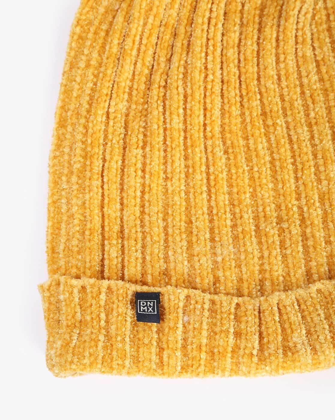 WOMEN WINTER CAPS, MUSTARD, FS