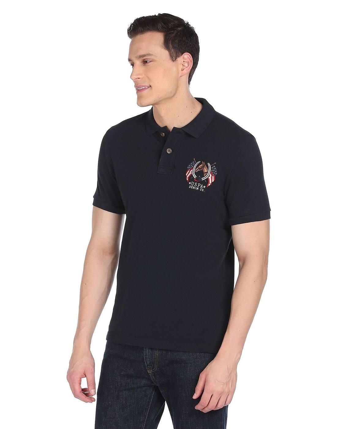 Regular Fit Cotton Polo T-Shirt with Logo Embroidery