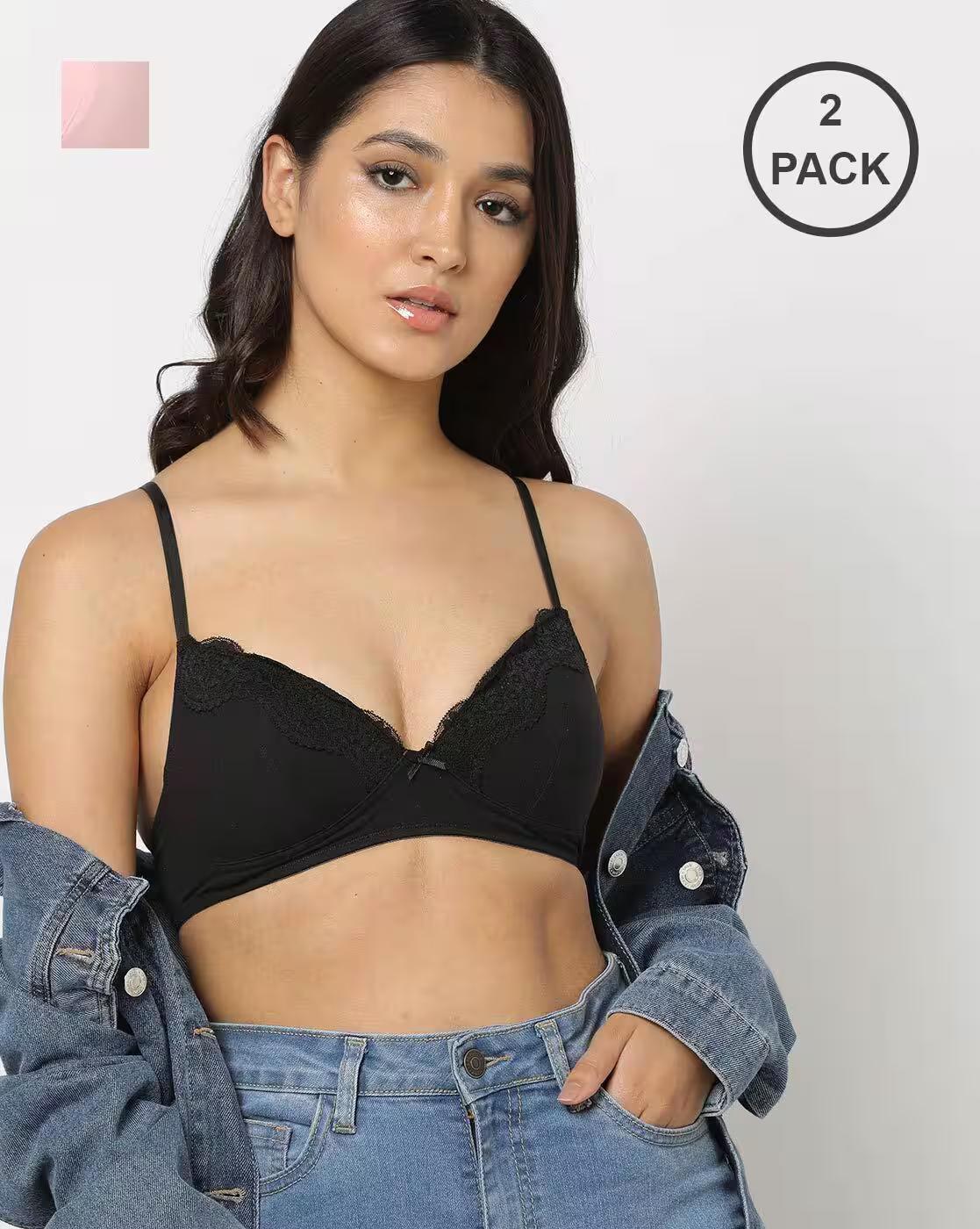 Pack of 2 Padded Non Wired Cotton Beginners Bra BB04K