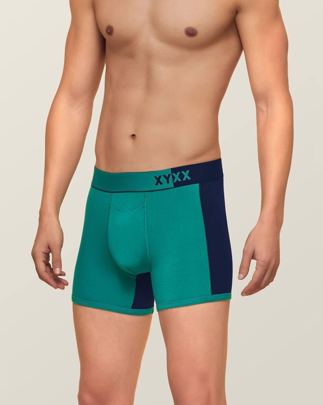 Colourblock Trunks with Brand Print Waistband