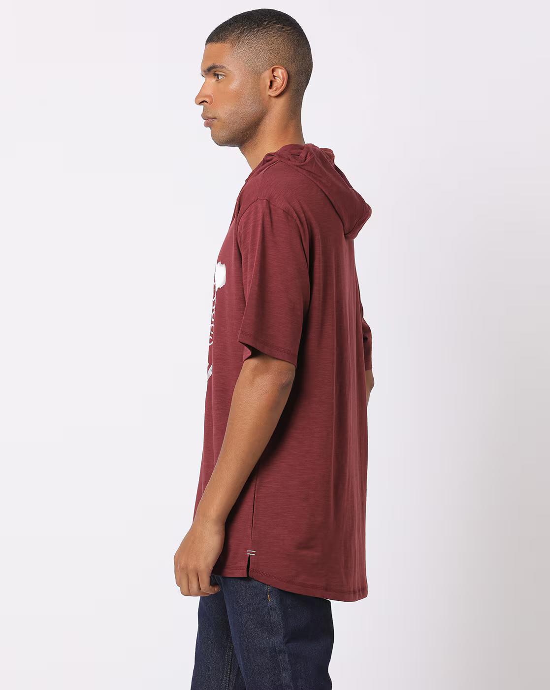 Regular Fit Brand Print Hooded T-Shirt