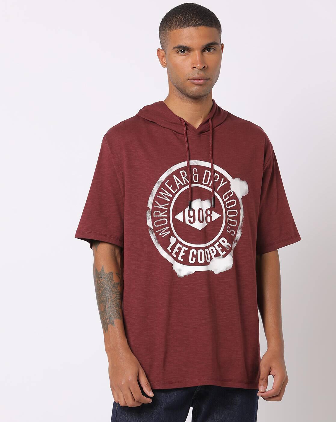 Regular Fit Brand Print Hooded T-Shirt