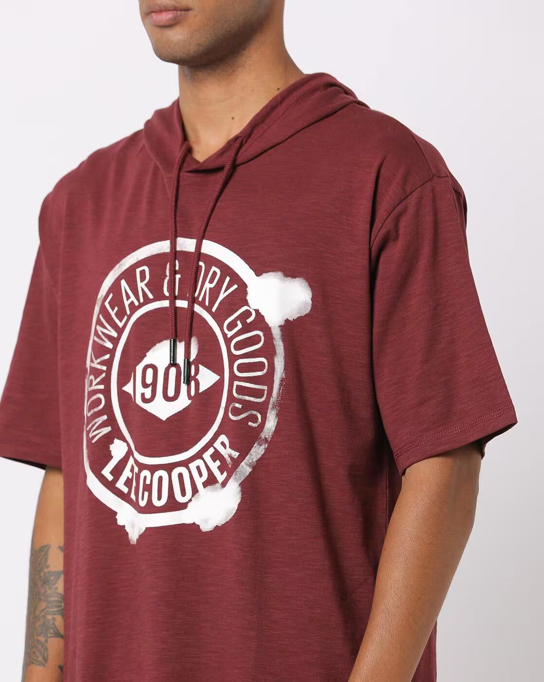 Regular Fit Brand Print Hooded T-Shirt