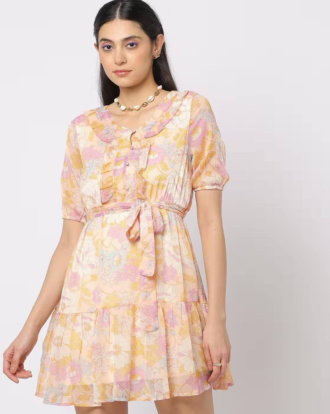 Floral Print Tiered Dress