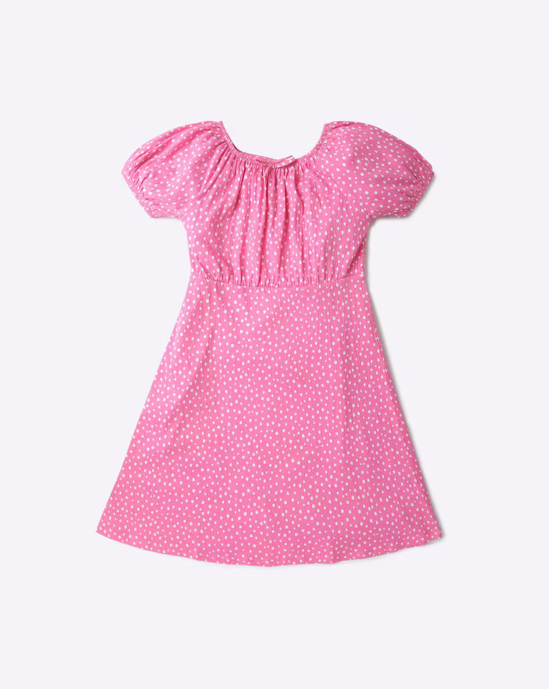 Polka-Dot Print A-Line Dress