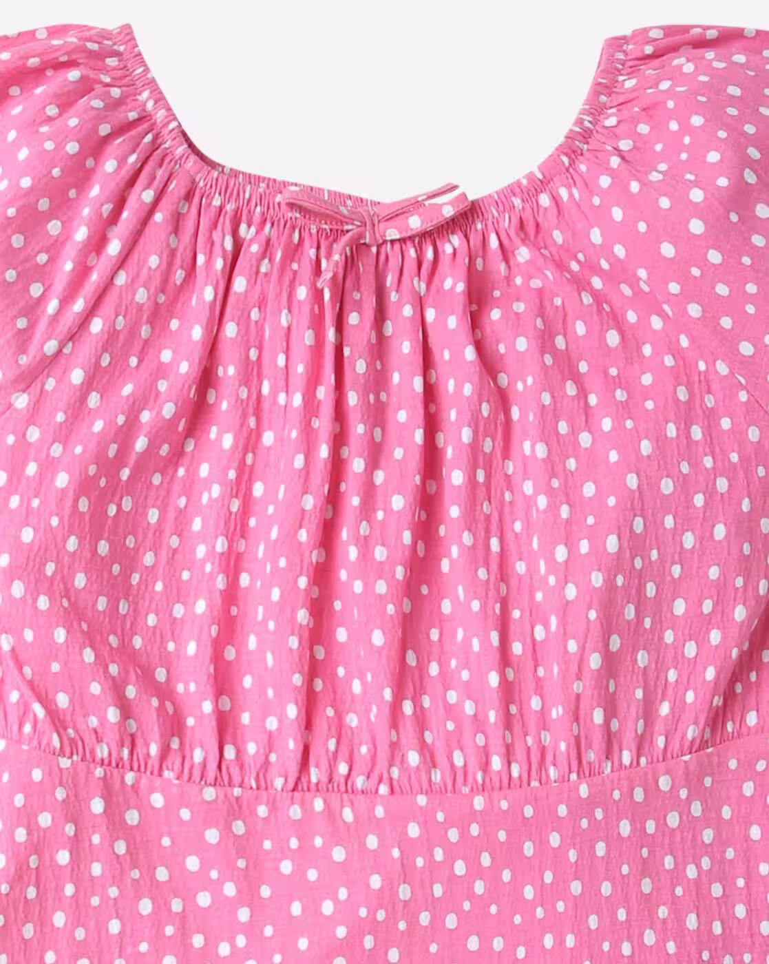 Polka-Dot Print A-Line Dress