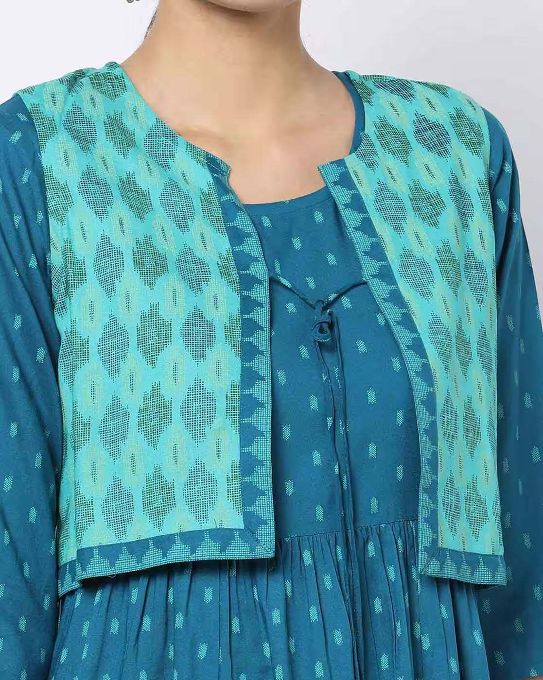 LOOMS OF ELEGANCE, TEAL, XS