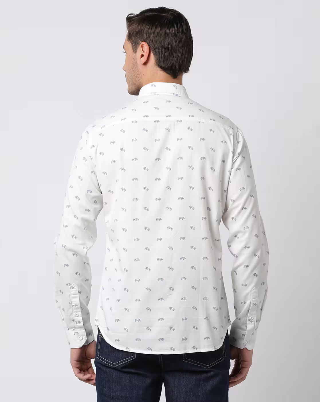 Printed Slim Fit Shirt with Patch Pocket