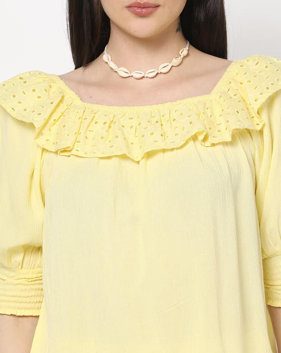 Bardot Top with Schiffli Accent