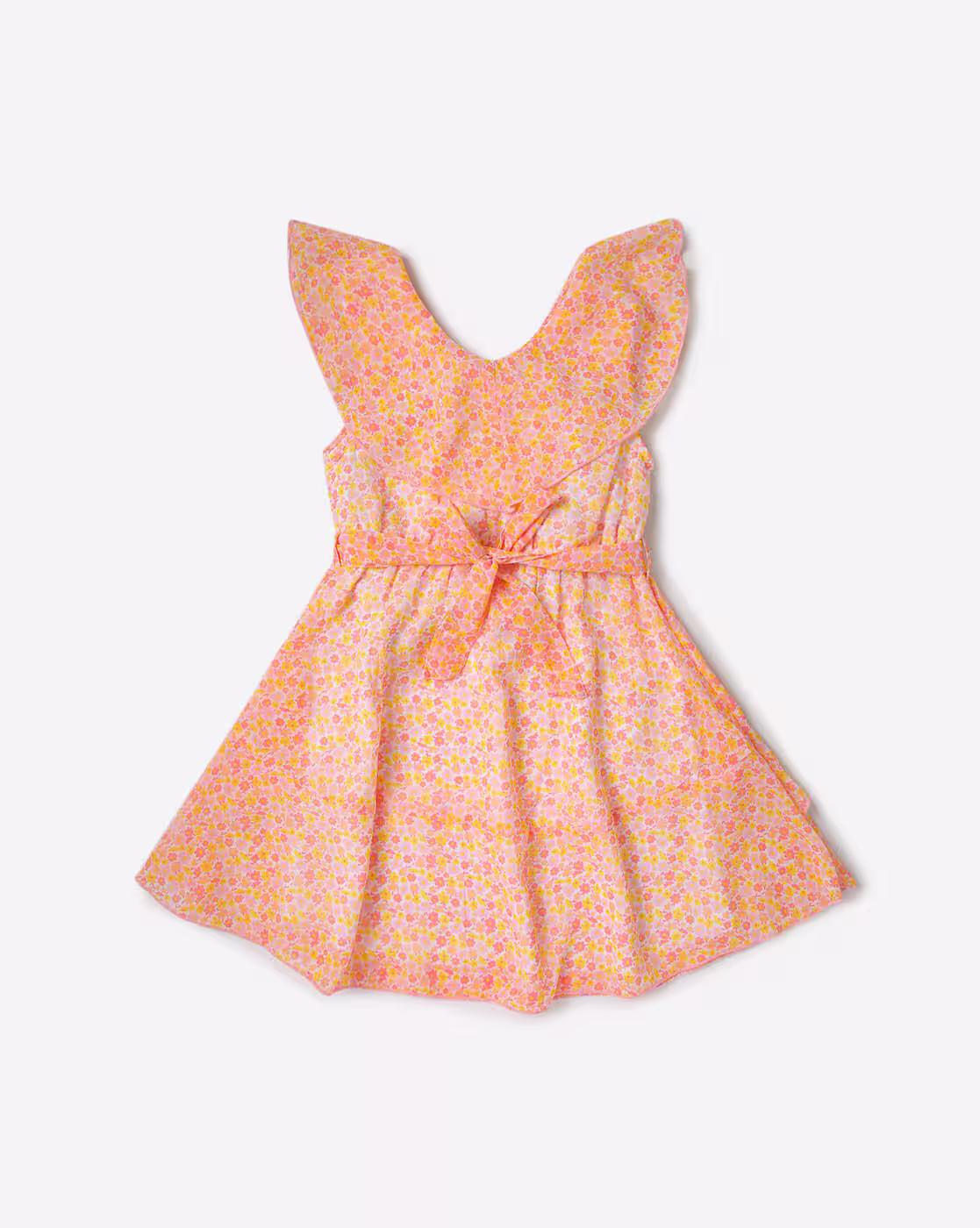 Floral Print Layered Fit & Flare Dress