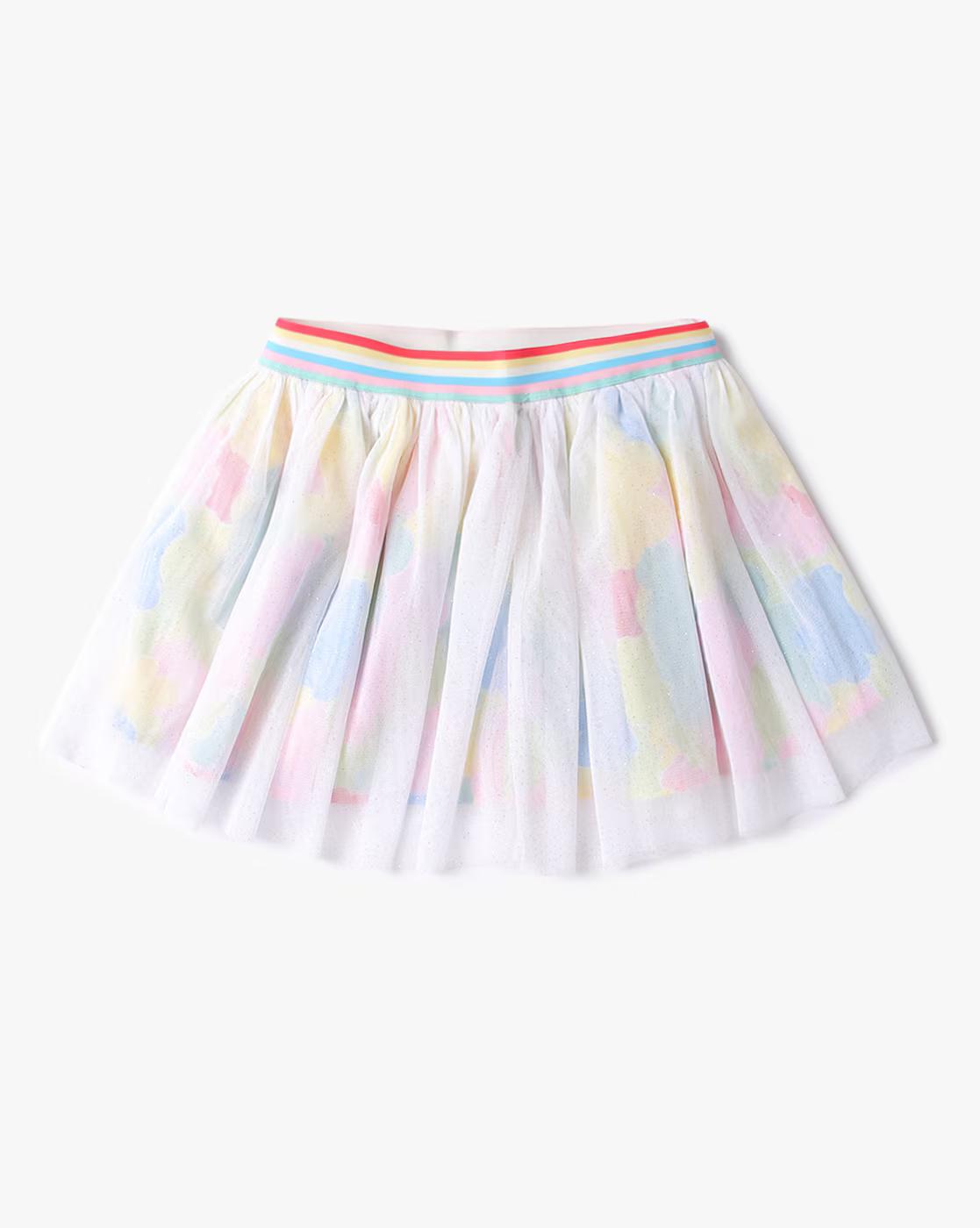 Floral Print Tulle A-Line Skirt