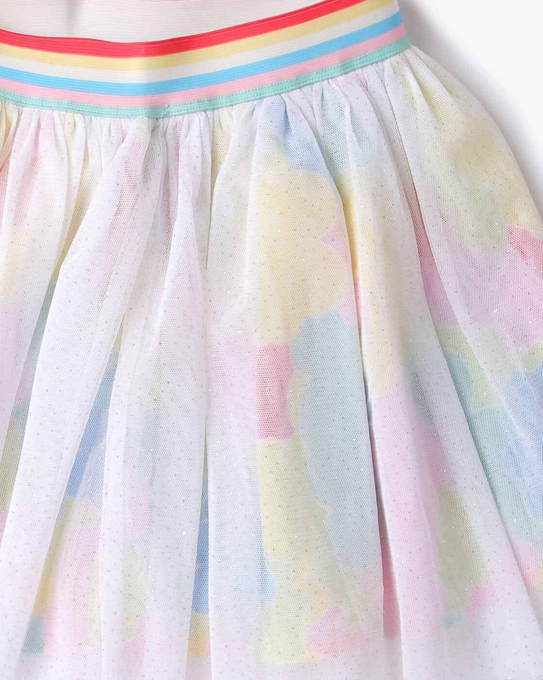 Floral Print Tulle A-Line Skirt
