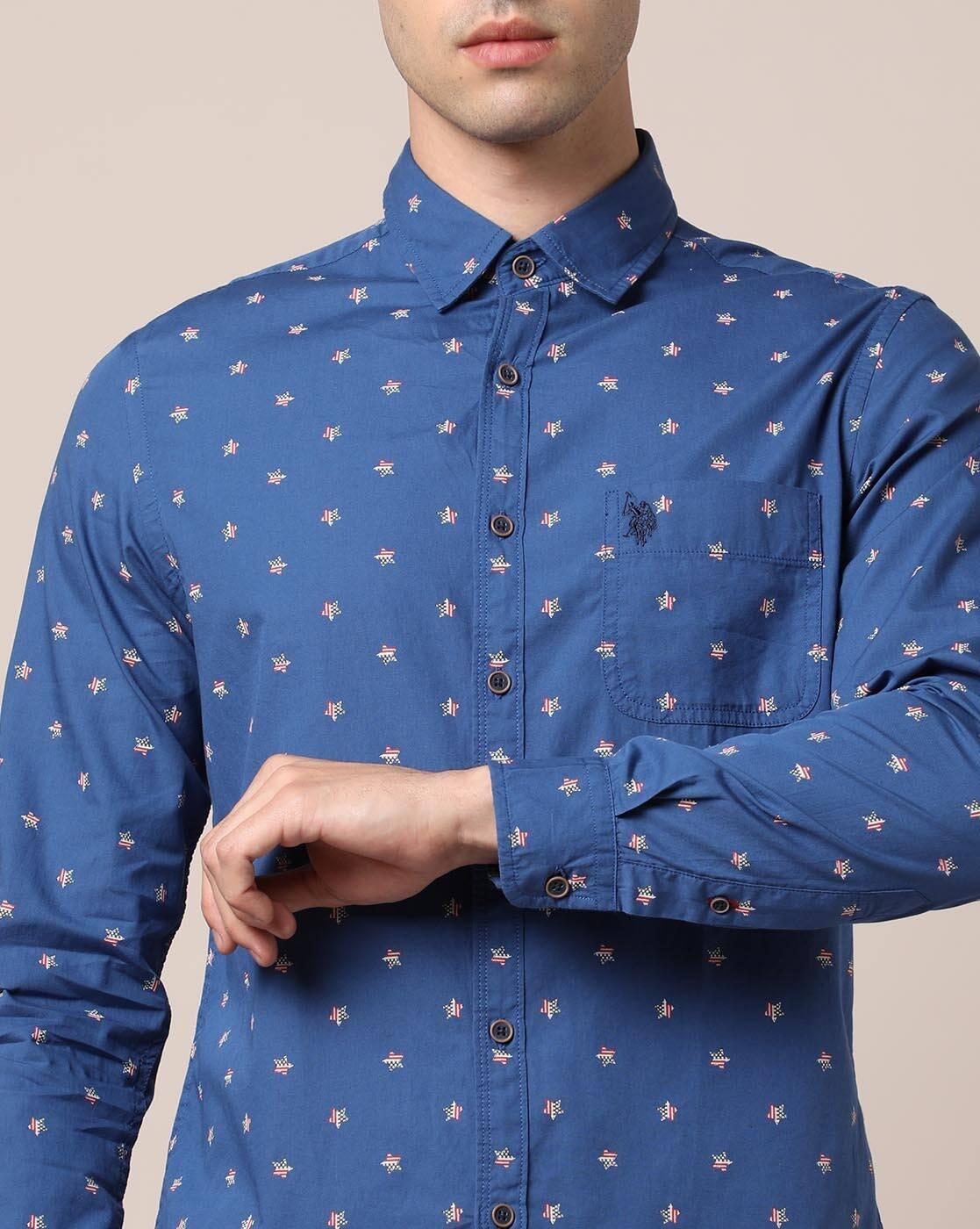Men Printed Slim Fit Shirt with Patch Pocket