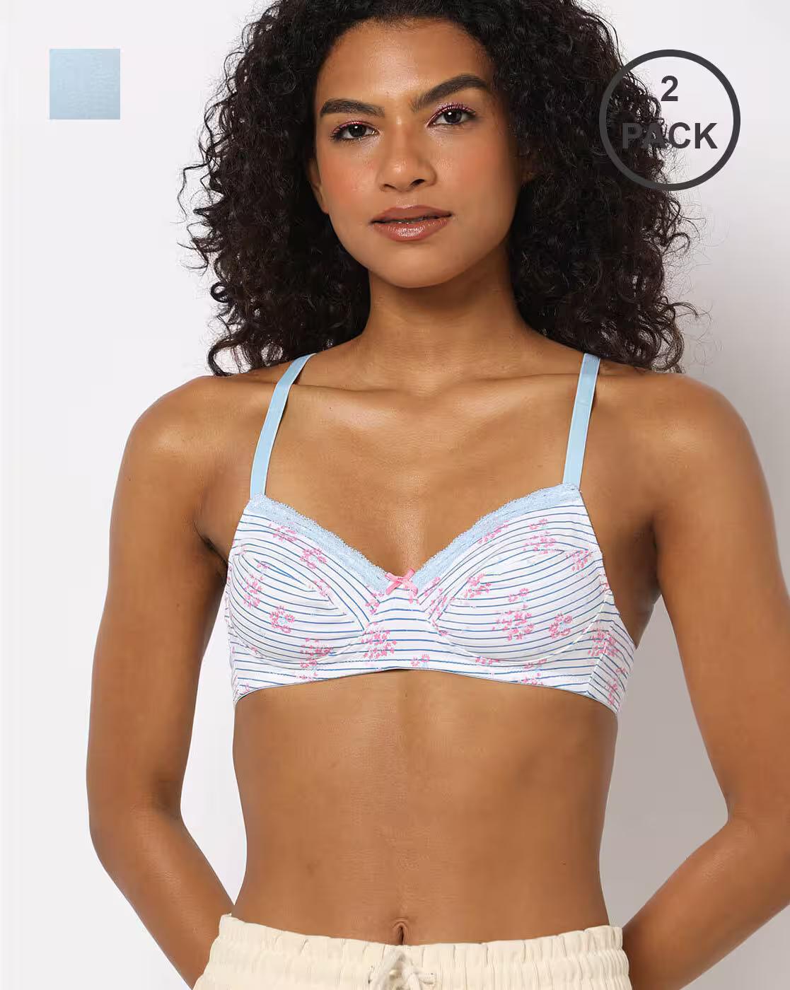 Pack of 2 Non Padded Non Wired Cotton Beginners Bra BB03K