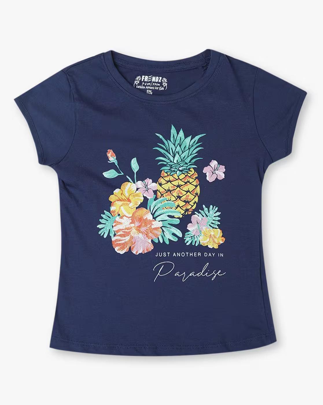 Tropical Print Round-Neck T-shirt