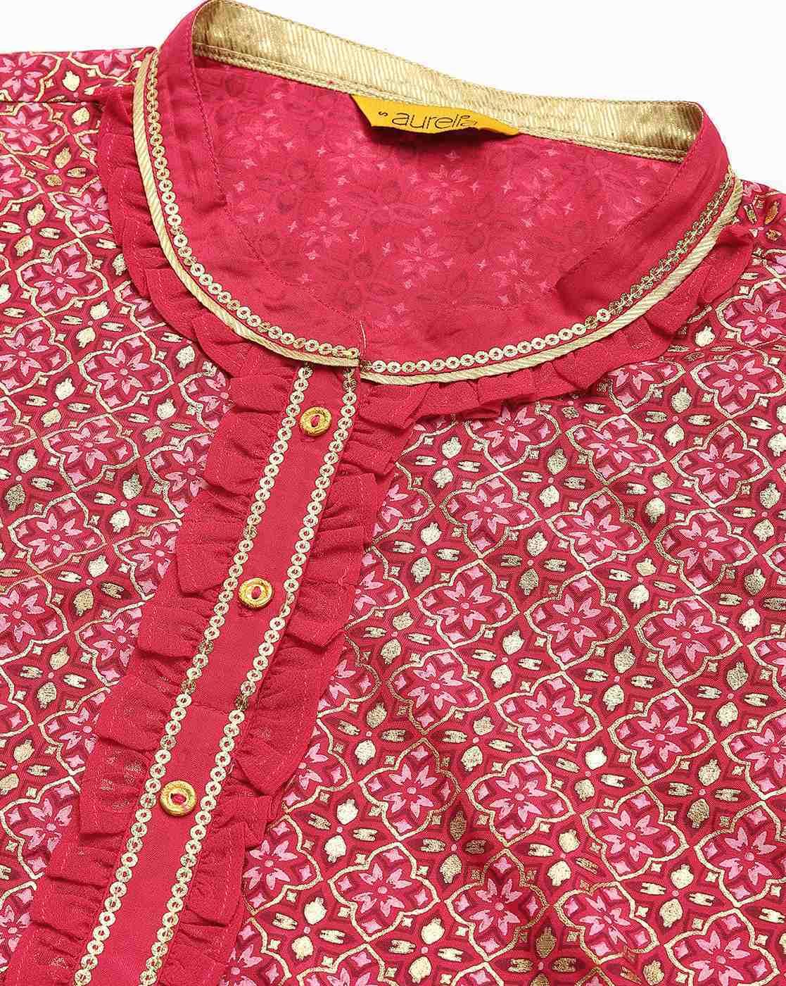 Foil Print Straight Kurta