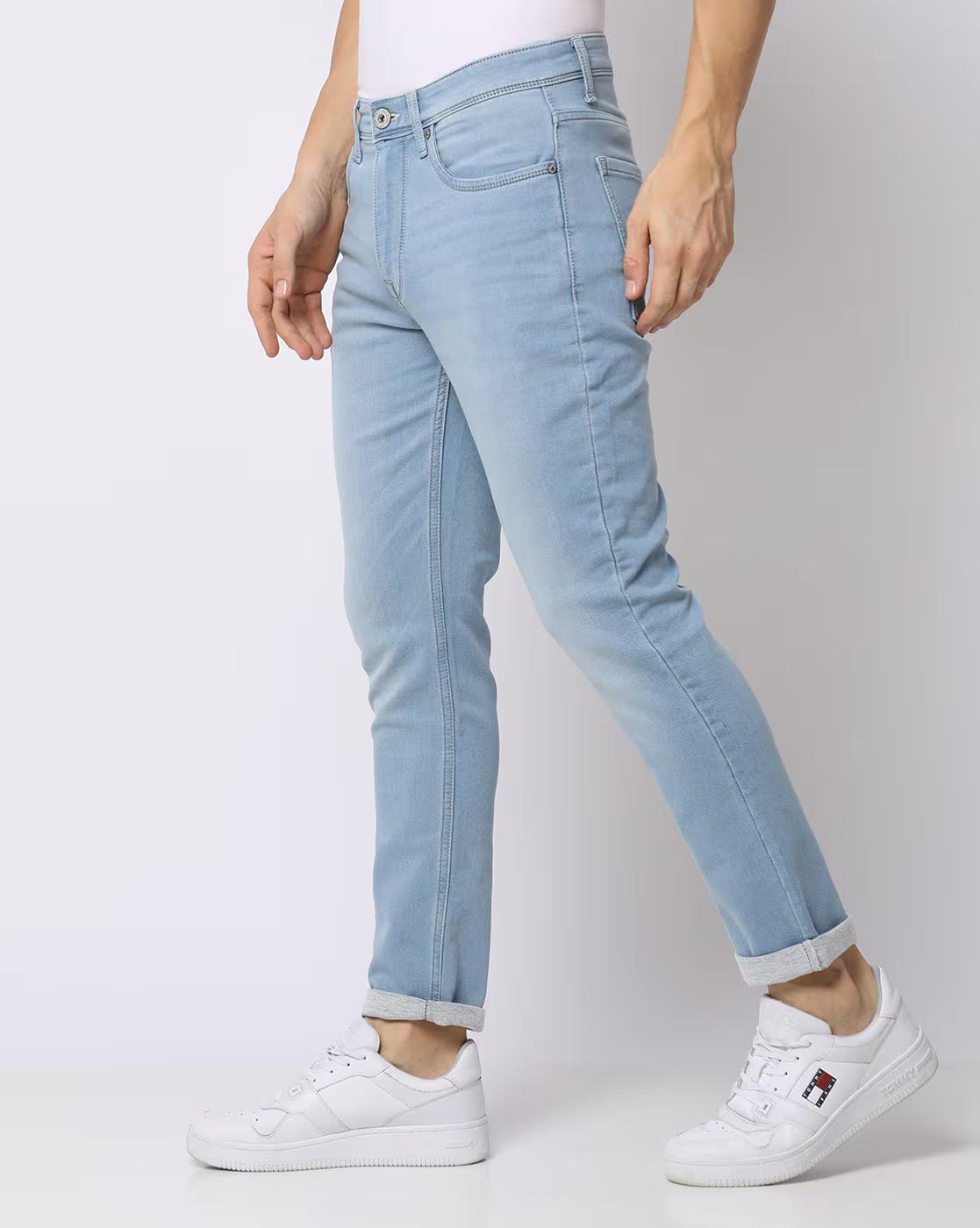Men Lightly Washed Slim Fit Jeans