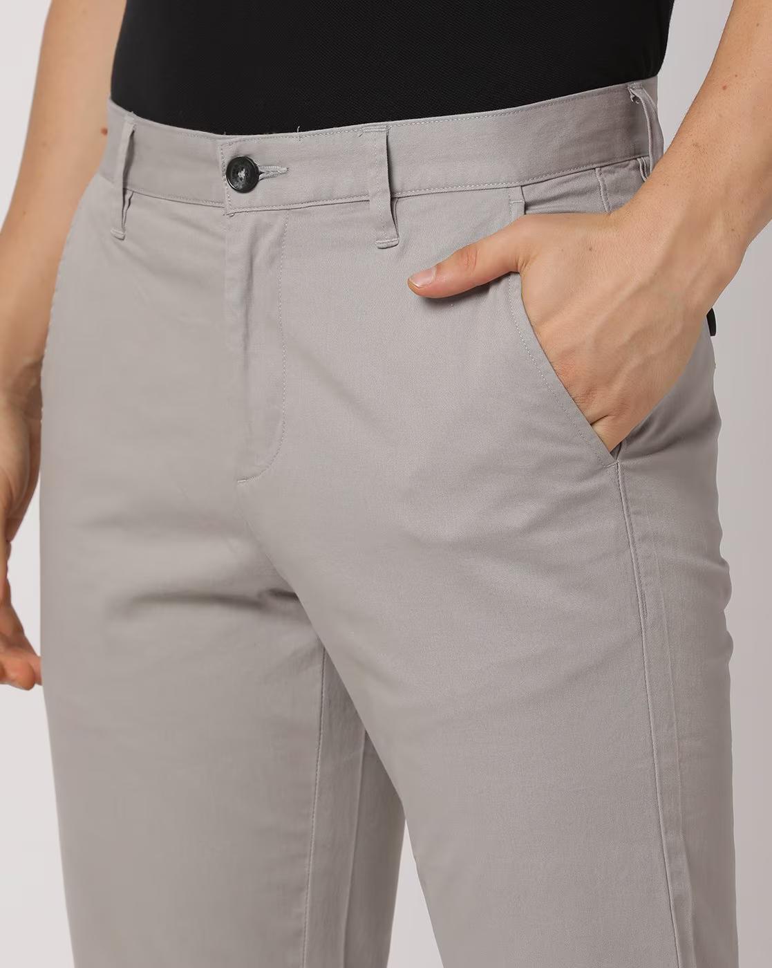 Men Slim Fit Flat-Front Chinos