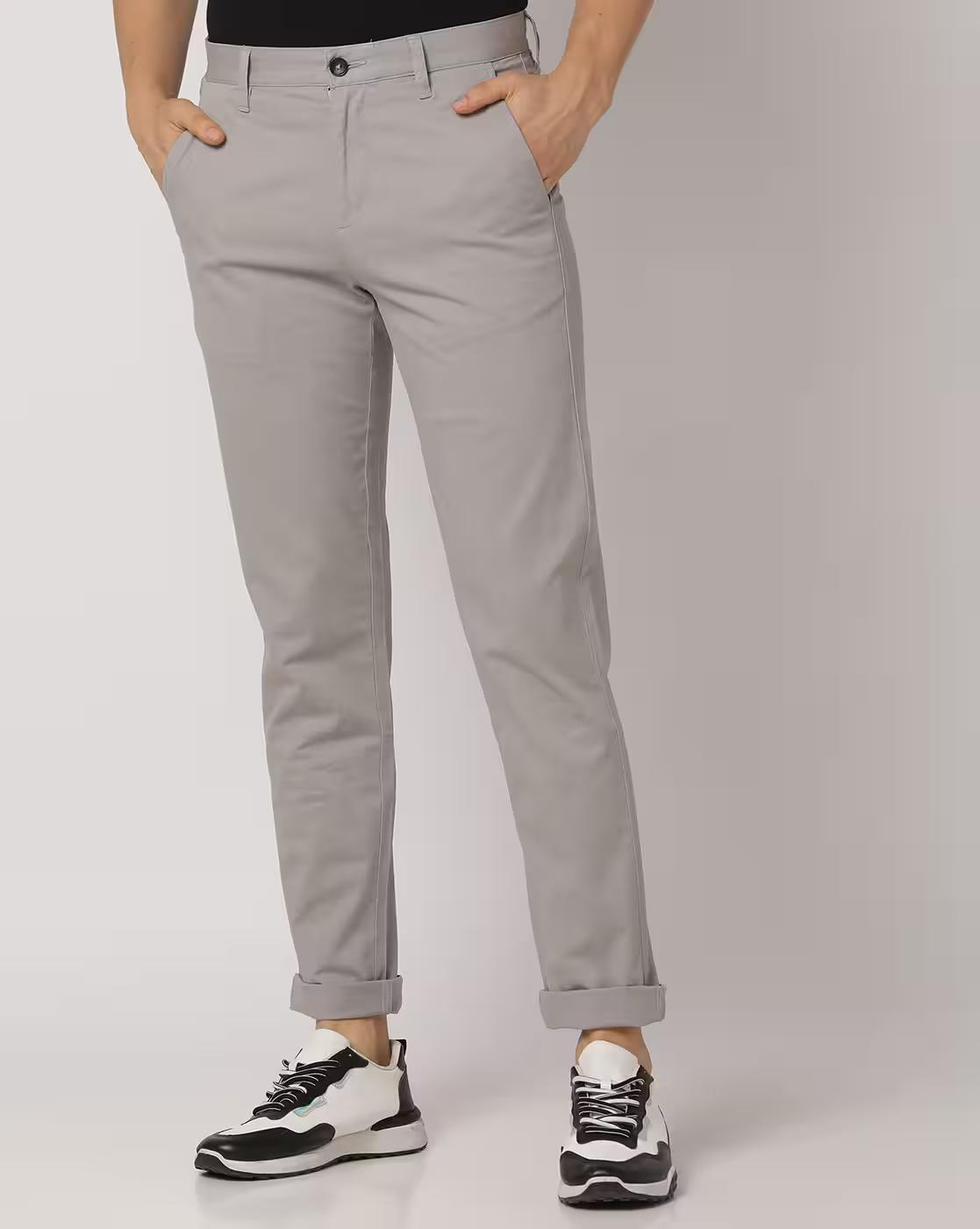 Men Slim Fit Flat-Front Chinos
