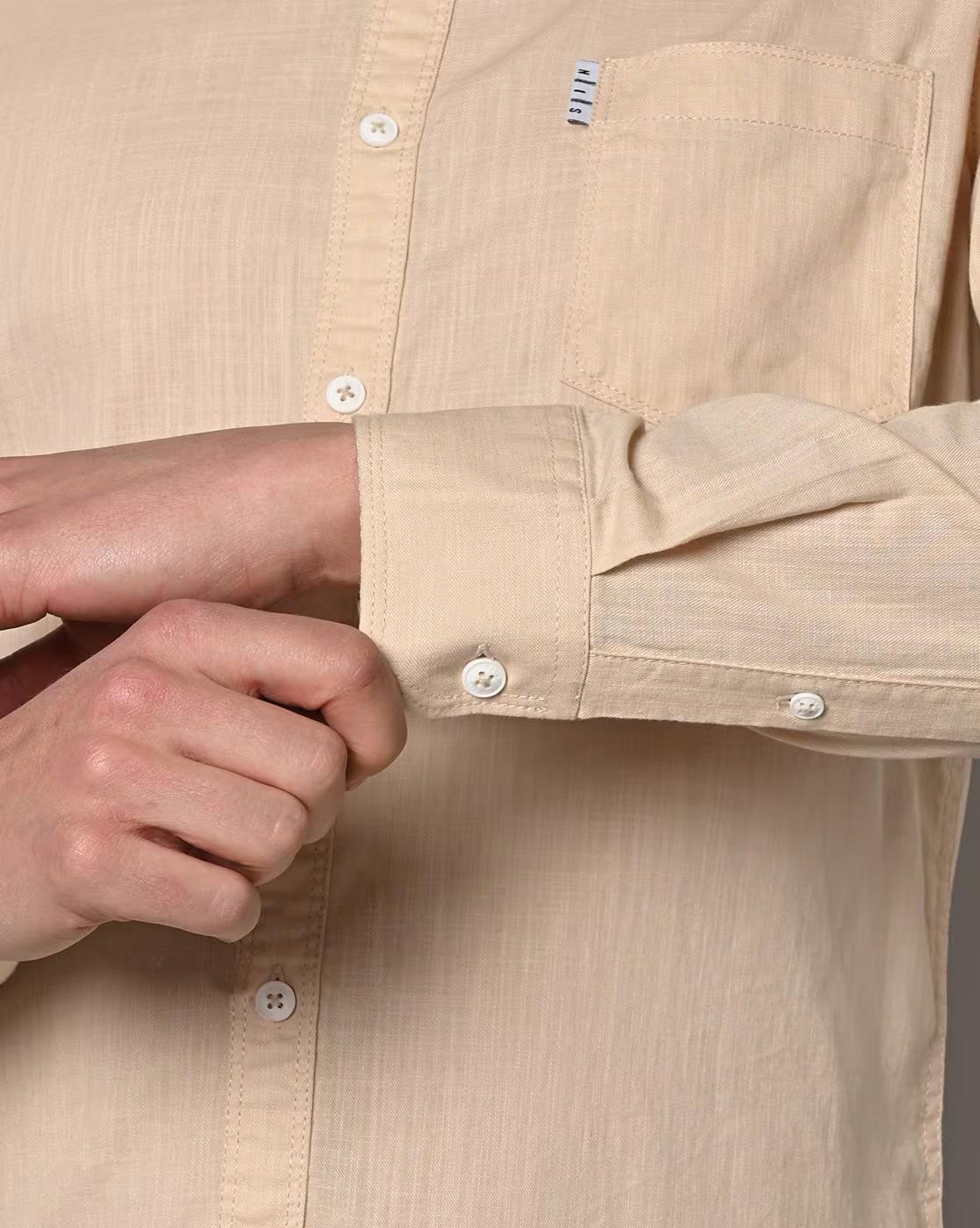 Men Slim Fit Shirt with Patch Pocket