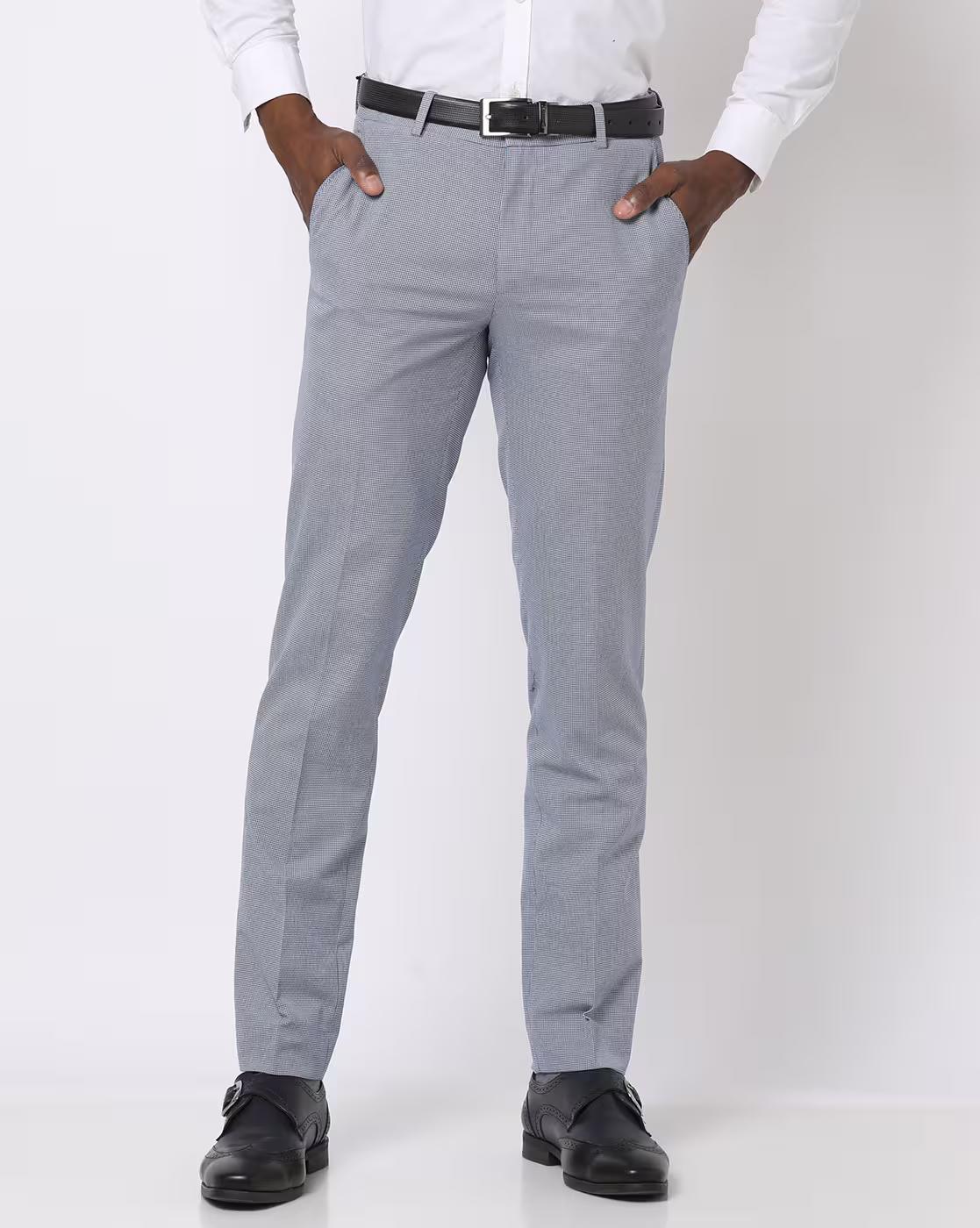 Men Slim Fit Flat-Front Trousers