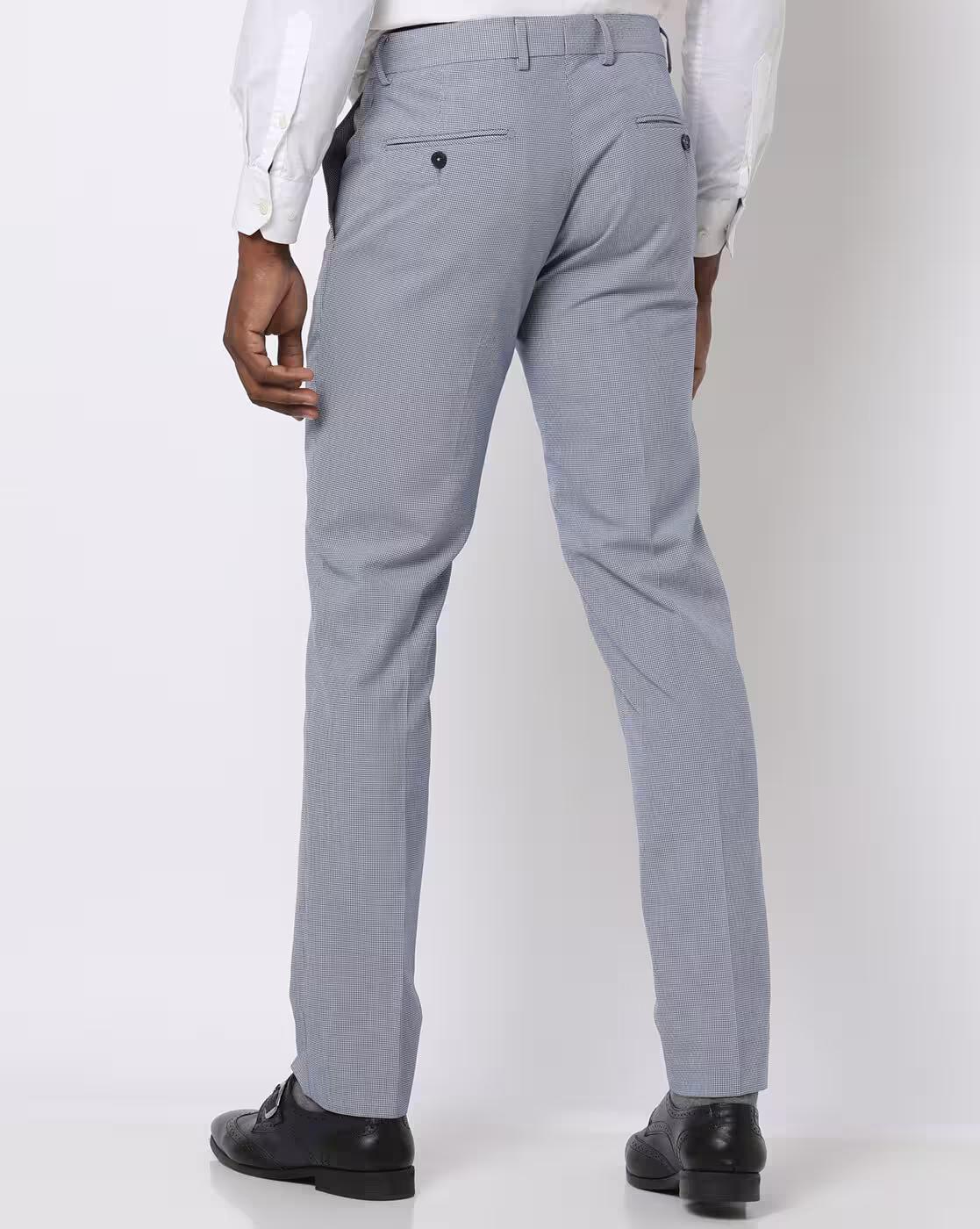 Men Slim Fit Flat-Front Trousers