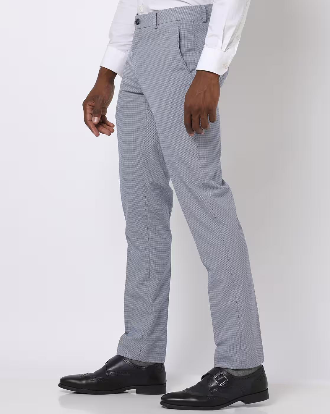 Men Slim Fit Flat-Front Trousers