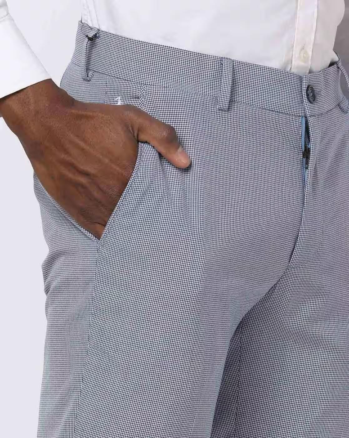 Men Slim Fit Flat-Front Trousers