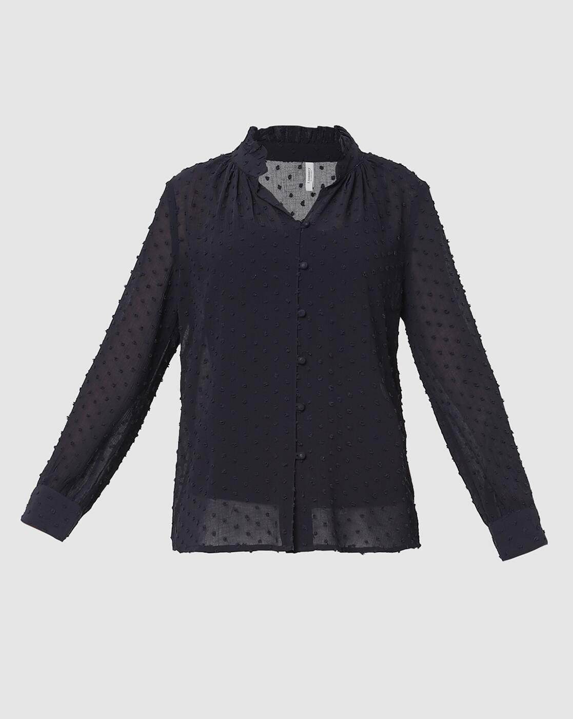 Textured Shirt with Puff Sleeves