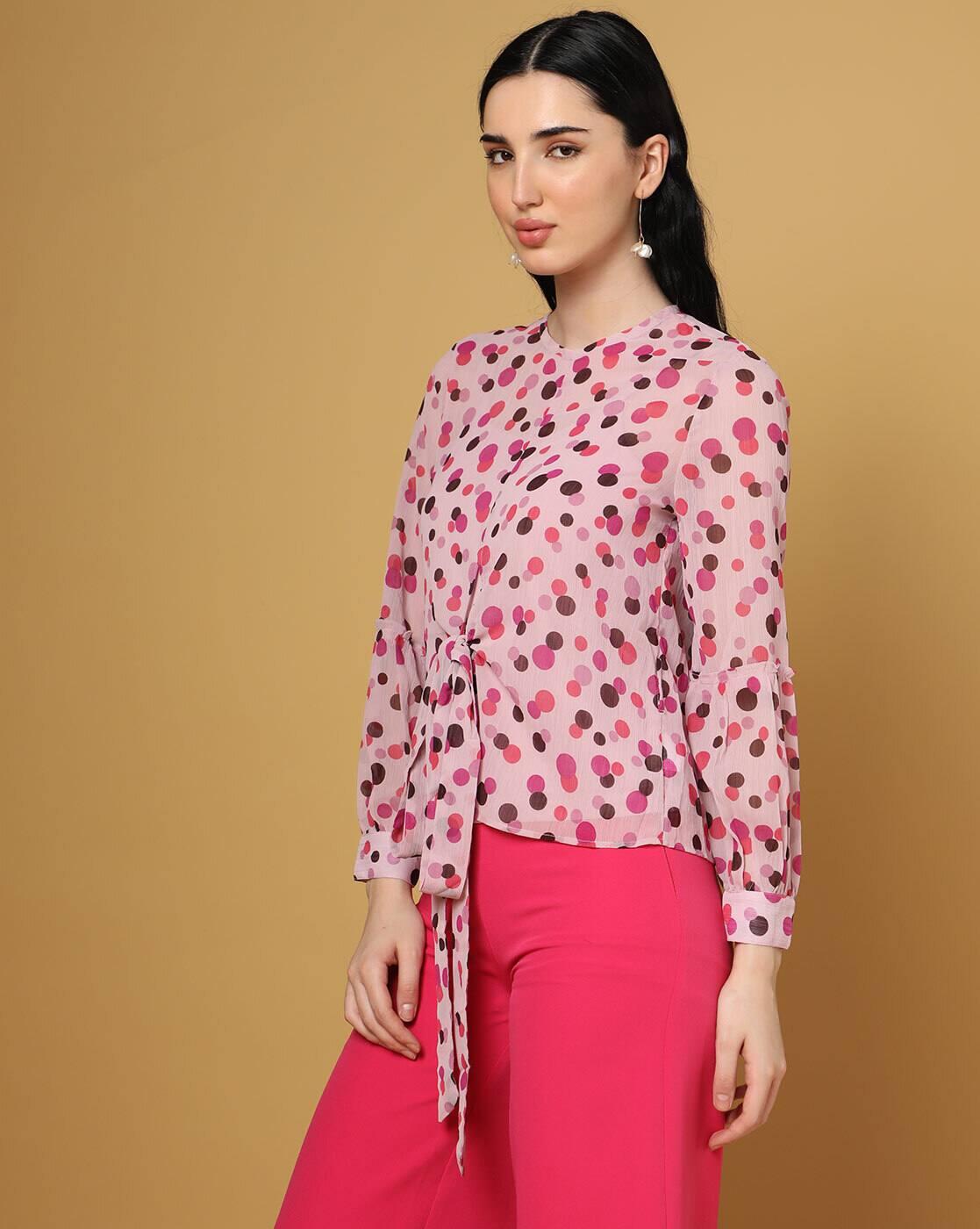 Evie Polka-Dot Print Top with Tie-Up