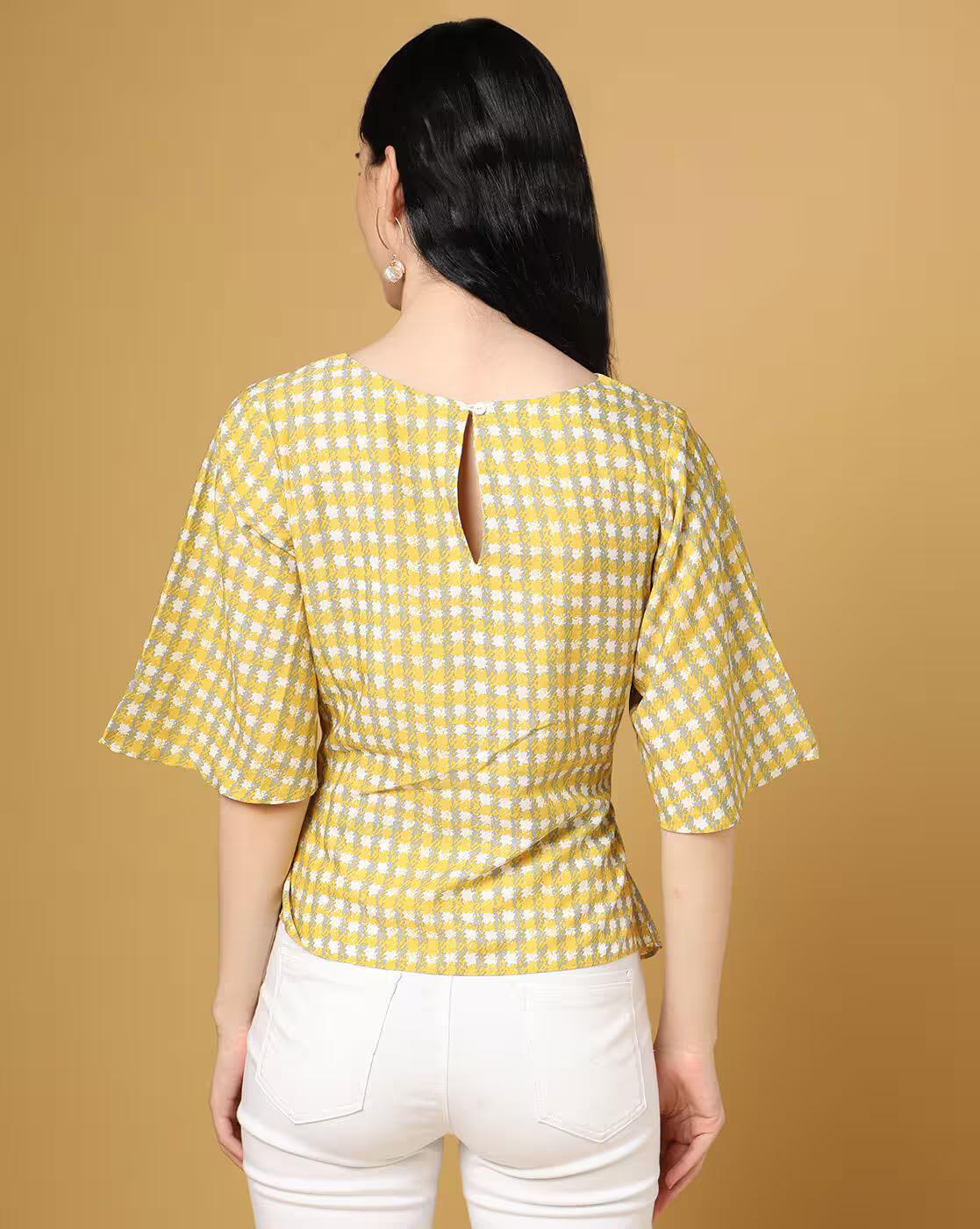 Checked Wrap Top
