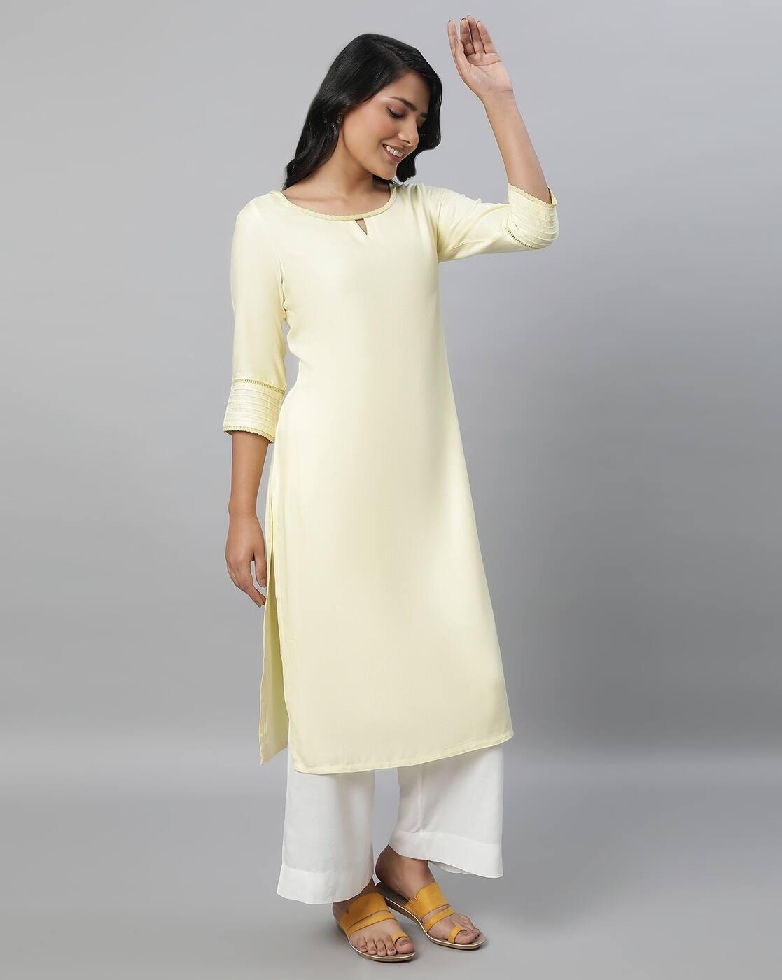 Straight Kurta with Keyhole-Neckline
